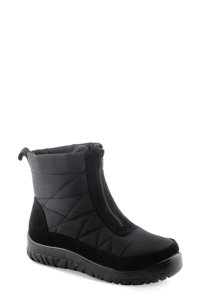 Flexus By Spring Step Lake Effect Waterproof Faux Fur Lined Quilted Snow Bootie In Black