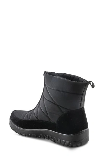 Flexus By Spring Step Lake Effect Waterproof Faux Fur Lined Quilted Snow Bootie In Black