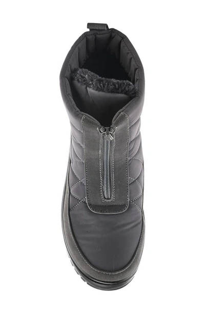 Flexus By Spring Step Lake Effect Waterproof Faux Fur Lined Quilted Snow Bootie In Grey