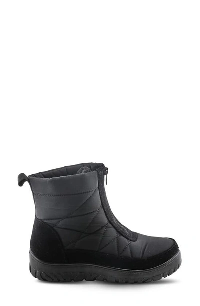 Flexus By Spring Step Lake Effect Waterproof Faux Fur Lined Quilted Snow Bootie In Black