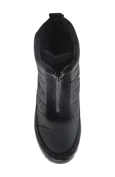 Flexus By Spring Step Lake Effect Waterproof Faux Fur Lined Quilted Snow Bootie In Black