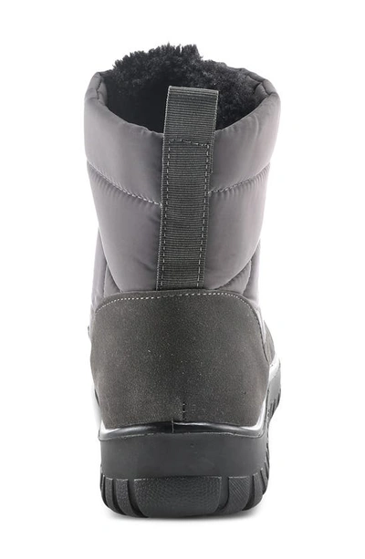 Flexus By Spring Step Lake Effect Waterproof Faux Fur Lined Quilted Snow Bootie In Grey