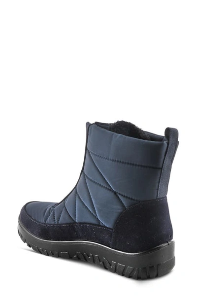 Flexus By Spring Step Lakeeffect Waterproof Faux Fur Lined Quilted Bootie In Navy
