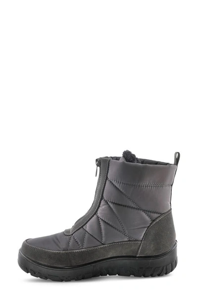 Flexus By Spring Step Lake Effect Waterproof Faux Fur Lined Quilted Snow Bootie In Grey