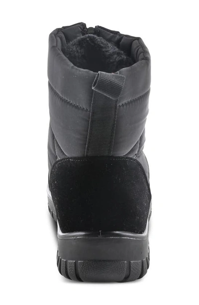 Flexus By Spring Step Lake Effect Waterproof Faux Fur Lined Quilted Snow Bootie In Black