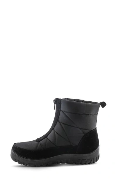 Flexus By Spring Step Lake Effect Waterproof Faux Fur Lined Quilted Snow Bootie In Black