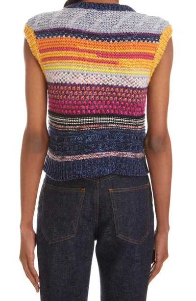 Shop Chloé Stripe Cap Sleeve Cashmere & Wool Sweater In Multicolor 2
