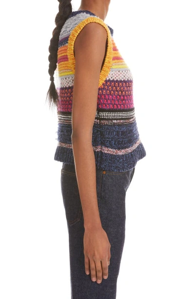 Striped Sleeveless Cashmere Sweater In Multicolor