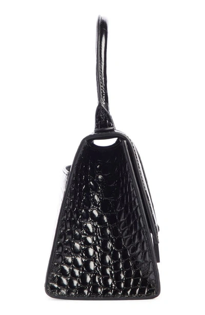 Shop Balenciaga Extra Small Hourglass Croc Embossed Leather Top Handle Bag In Black