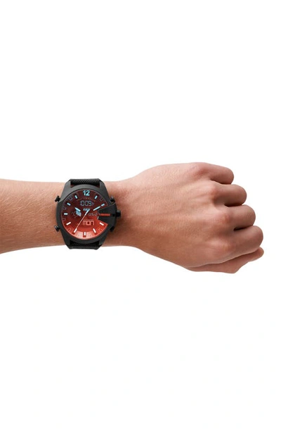 Shop Diesel Mega Chief Nylon Strap Watch, 51mm In Black
