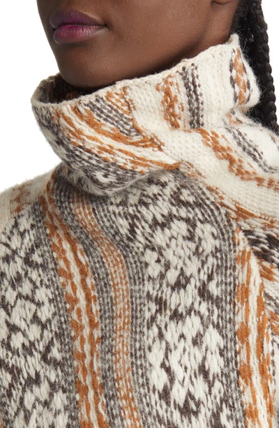 Shop Rag & Bone Hollis Fair Isle Wool & Alpaca Blend Scrunch Neck Sweater In Brown Multi