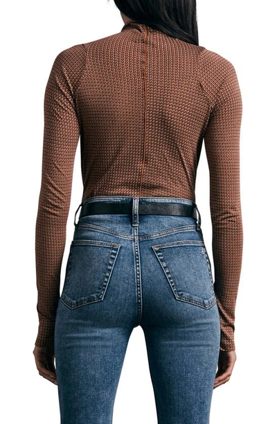 Rag & Bone Shaw Geo Print Paneled Turtleneck Top In Brown Multi