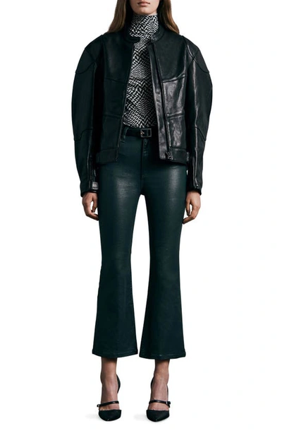 Rag & Bone Shaw Geo Print Paneled Turtleneck Top In White Black