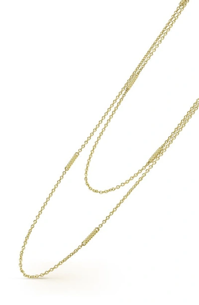 Lagos Signature Caviar Long Station Necklace In Gold