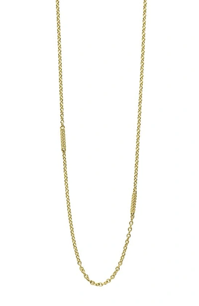 Shop Lagos Signature Caviar Long Station Necklace In Gold