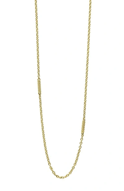 Lagos Signature Caviar Long Station Necklace In Gold