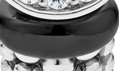 Shop Lagos Black Caviar Diamond Huggie Hoop Earrings In Silver Black Diamond