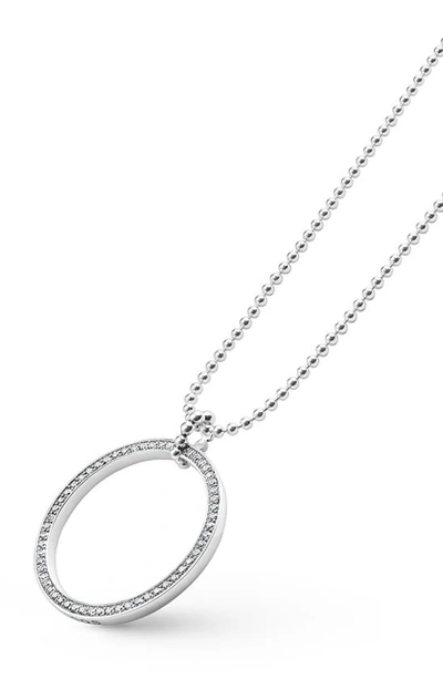 Lagos Caviar Spark Diamond Circle Pendant Necklace In Silver Diamond
