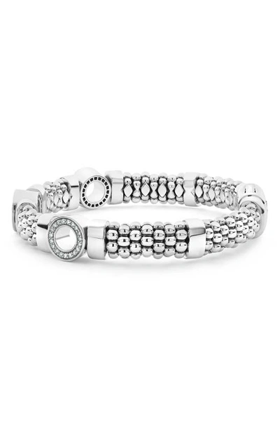Shop Lagos Caviar Spark Diamond Station Rope Bracelet In Silver Diamond