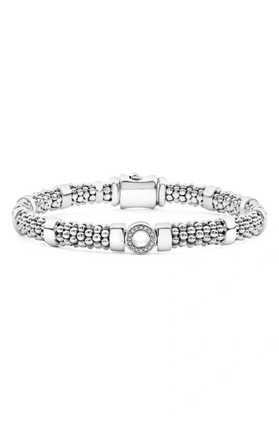 Shop Lagos Caviar Spark Diamond Rope Bracelet In Silver Diamond