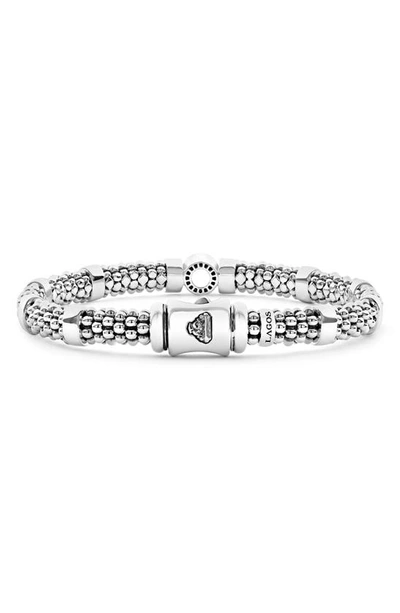 Shop Lagos Caviar Spark Diamond Rope Bracelet In Silver Diamond