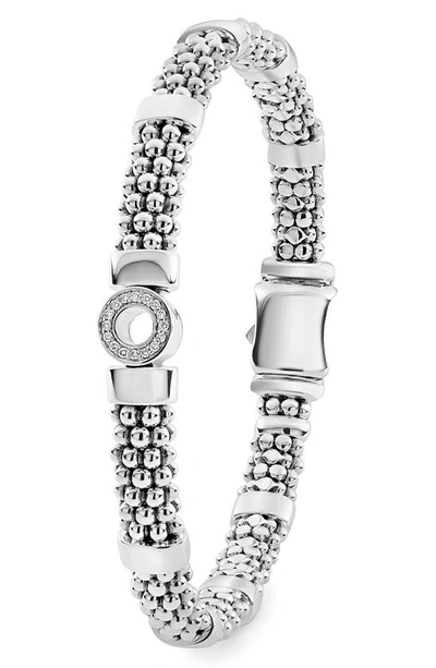 Shop Lagos Caviar Spark Diamond Rope Bracelet In Silver Diamond