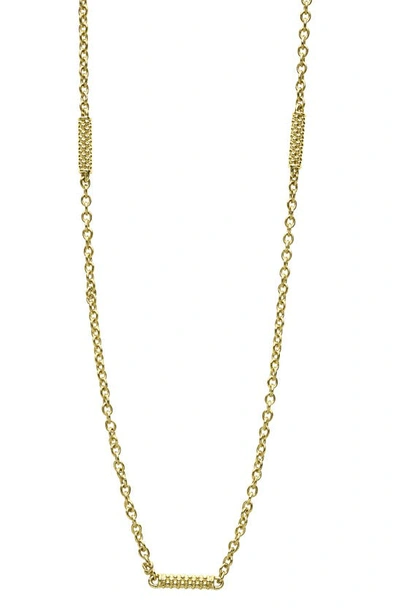 Lagos 18k Yellow Gold Signature Caviar Bead Link Chain Necklace, 16-18 In Gold