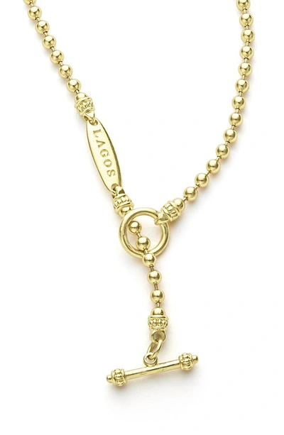 Lagos Signature Caviar Ball Chain Bracelet In Gold