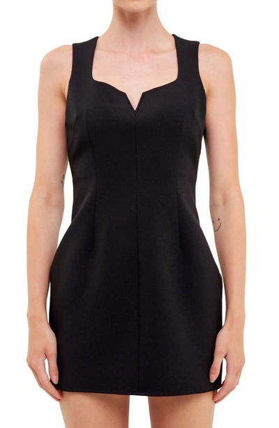 Endless Rose Structured Open Back Minidress In Black