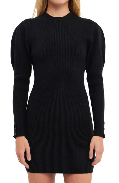 Endless Rose Long Sleeve Sweater Dress In Black