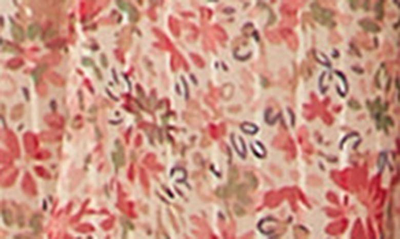 Endless Rose Floral Print Shirred Long Sleeve Chiffon Minidress In Pink Multi