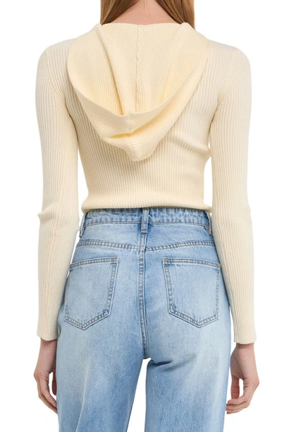 Endless Rose Fitted Rib Hooded Sweater In Cream