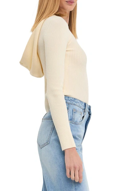 Endless Rose Fitted Rib Hooded Sweater In Cream