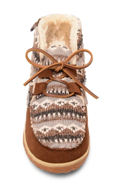 Minnetonka Torrey Faux Fur Lined Slipper Bootie In Whiskey