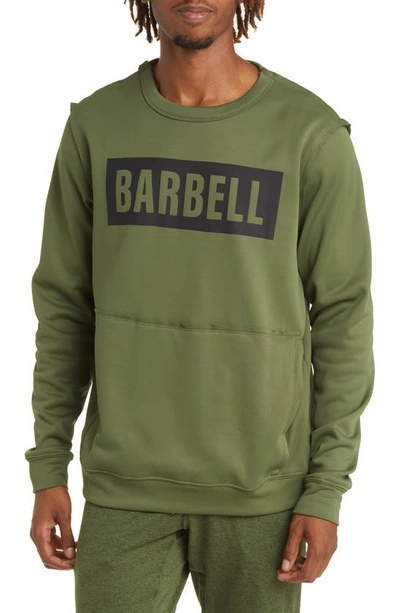 Shop Barbell Apparel Logo Sweatshirt In Olive