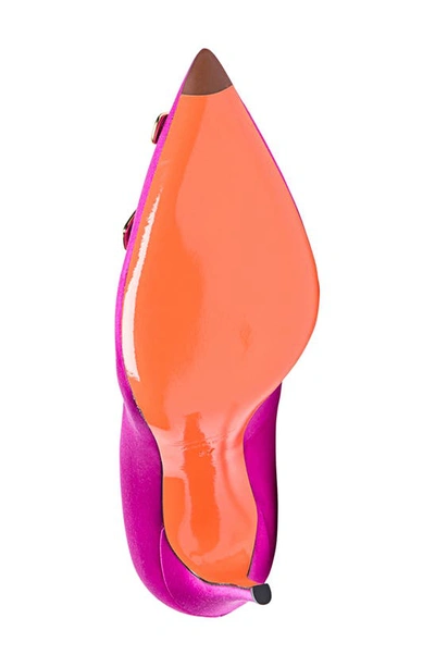 Shop Santoni Satin Pointed Toe Stiletto Pump In Pink