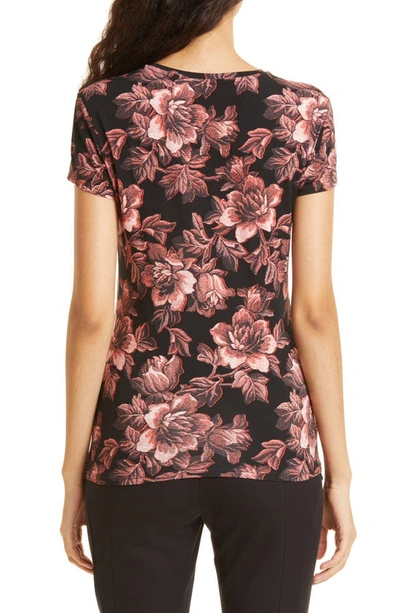 Ted Baker Clari Floral-print Slim-fit Stretch-cotton T-shirt In Black