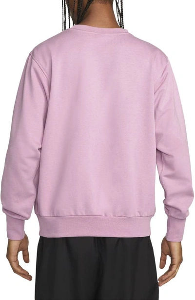 Shop Nike Dri-fit Standard Issue Crewneck Sweatshirt In Orchid/ Heather/ Pale Ivory