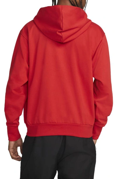 Shop Nike Dri-fit Standard Issue Hoodie Sweatshirt In University Red/ Pale Ivory