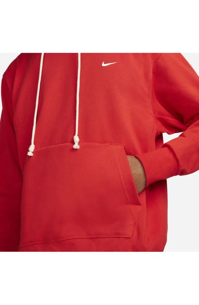 Shop Nike Dri-fit Standard Issue Hoodie Sweatshirt In University Red/ Pale Ivory