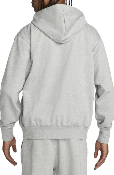 Shop Nike Dri-fit Standard Issue Full Zip Hoodie In Dark Grey Heather/ Pale Ivory