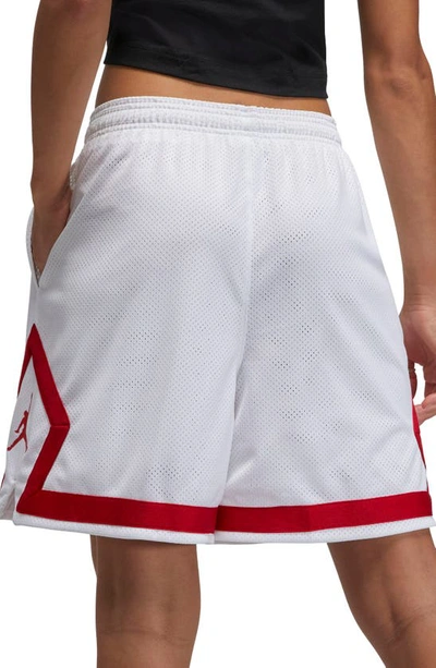 Shop Jordan Essential Diamond Basketball Shorts In White/ Gym Red