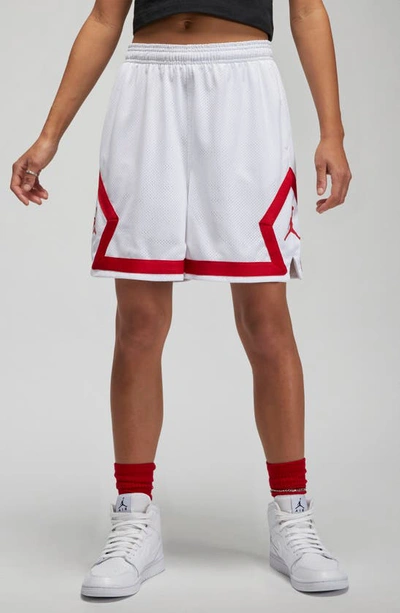 Shop Jordan Essential Diamond Basketball Shorts In White/ Gym Red