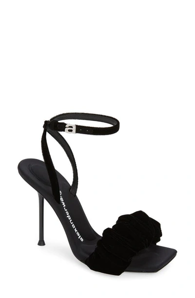 Shop Alexander Wang Julie Scrunchie Strap Velvet Sandal In Black