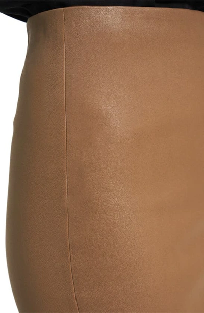 Shop Theory Skinny Leather Pencil Skirt In Truffle