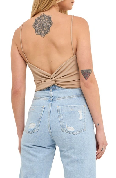 Grey Lab Ruched Twist Camisole In Taupe