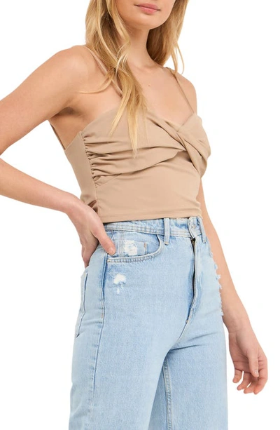 Grey Lab Ruched Twist Camisole In Taupe
