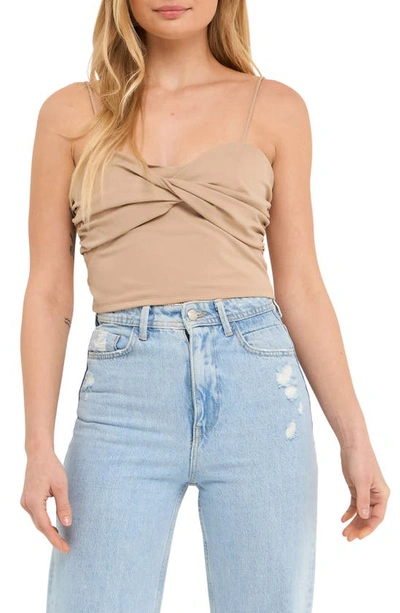 Grey Lab Ruched Twist Camisole In Taupe