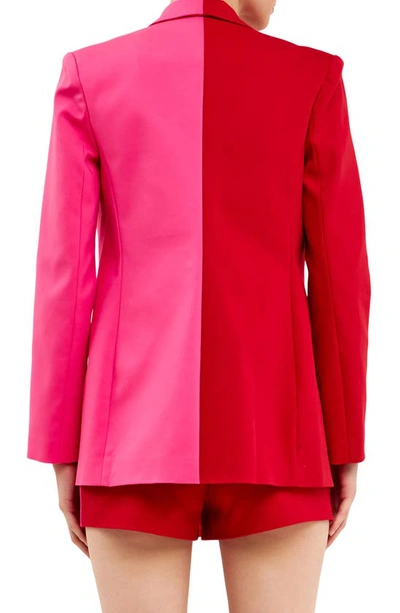 English Factory Colorblock Boyfriend Blazer In Red Fuchsia