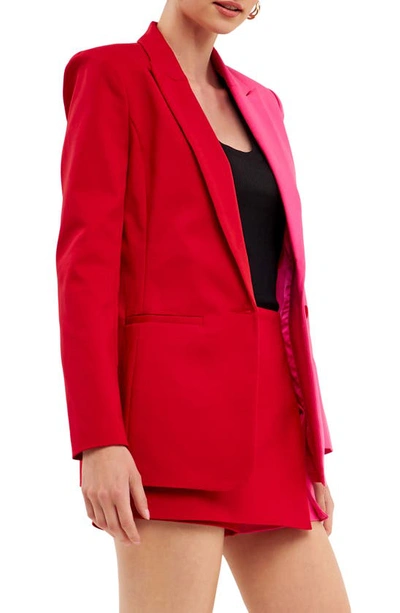 English Factory Colorblock Boyfriend Blazer In Red Fuchsia
